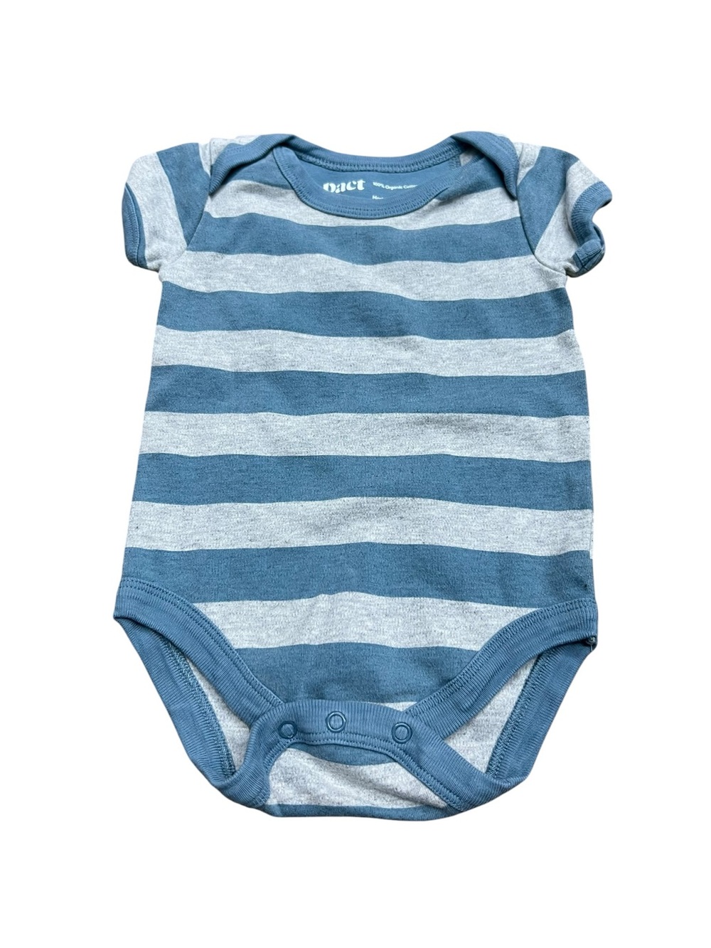 Pact Blue & Gray Striped Baby One-Piece Bodysuit Size 0-3 Months